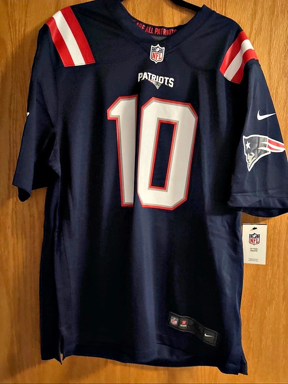 Nike New England Patriots Mac Jones #10 Nike Game Jersey Game Jersey Blue & Red